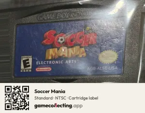 Soccer Mania Game Boy Advance, NTSC cartridge label