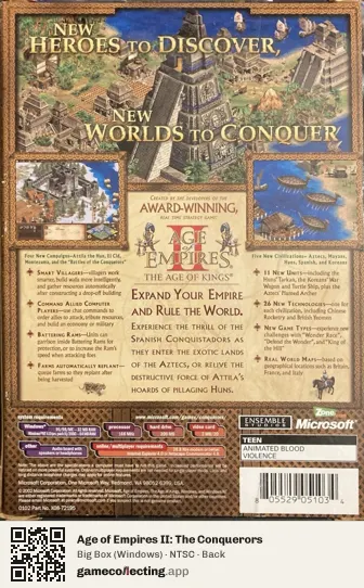 Age of Empires II: The Conquerors Computer, NTSC box back