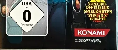 Yu-Gi-Oh! 5D's Tag Force 5, the USK square on its front