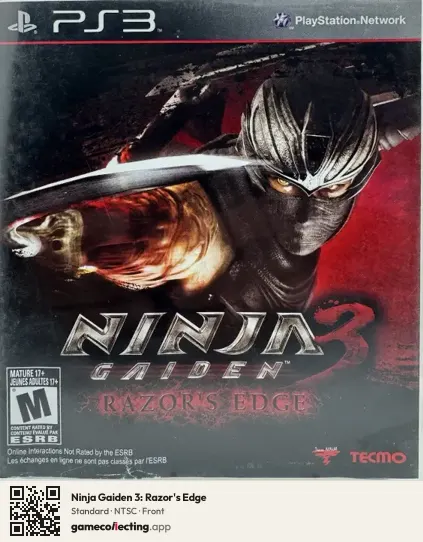 Ninja Gaiden 3: Razor's Edge PlayStation 3, NTSC box front