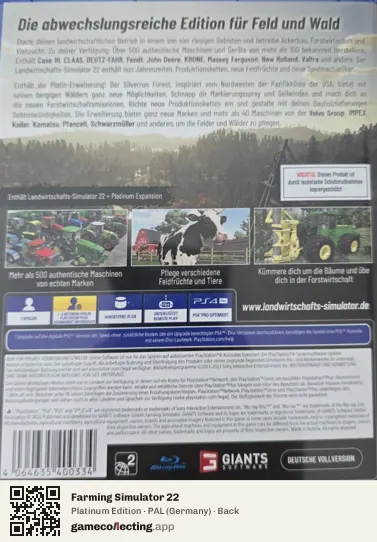 Farming Simulator 22 PlayStation 4, Germany box back