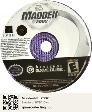 Madden NFL 2002 Nintendo GameCube, NTSC disc