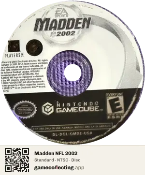 Madden NFL 2002 Nintendo GameCube, NTSC disc