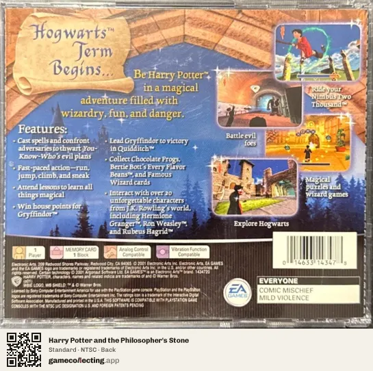 Harry Potter and the Philosopher's Stone PlayStation, NTSC box back