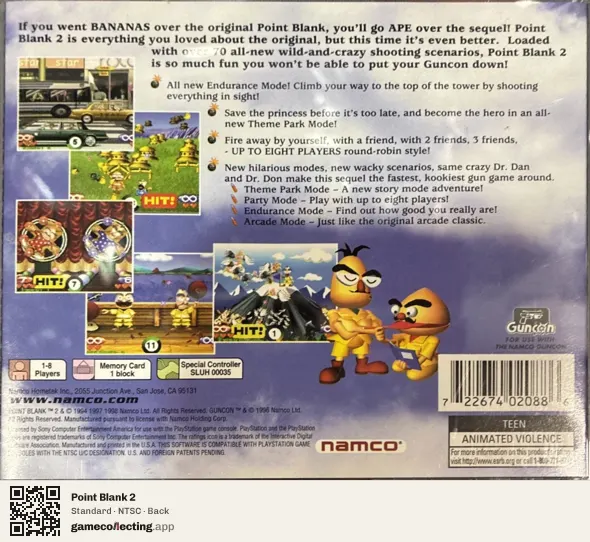 Point Blank 2 PlayStation, NTSC box back