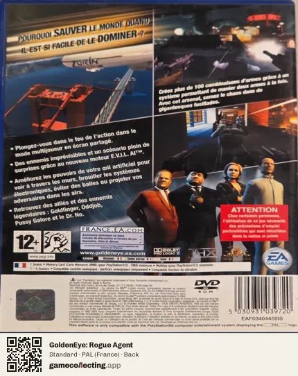 GoldenEye: Rogue Agent PlayStation 2, France box back