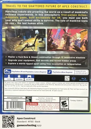 Apex Construct PlayStation 4, NTSC box back