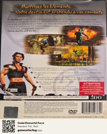Godai Elemental Force PlayStation 2, PAL box back