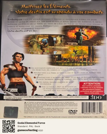 Godai Elemental Force PlayStation 2, PAL box back
