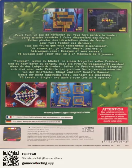Fruit Fall PlayStation 2, France box back