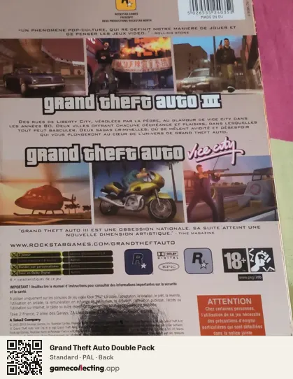 Grand Theft Auto Double Pack Xbox, PAL box back