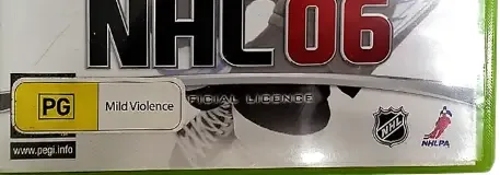 NHL 06, the PEGI square on its front