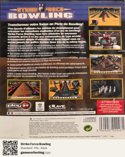 Strike Force Bowling PlayStation 2, PAL box back