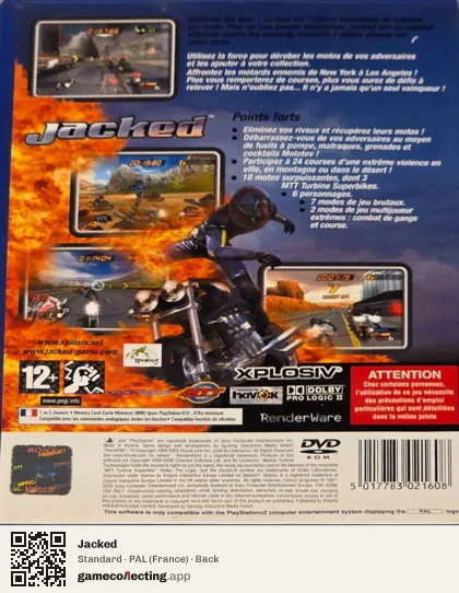 Jacked PlayStation 2, France box back