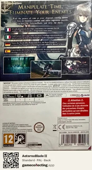 AeternoBlade II Nintendo Switch, PAL box back