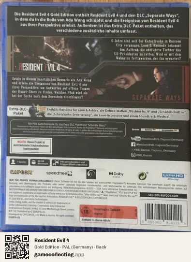 Resident Evil 4 PlayStation 5, Germany box back