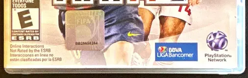 FIFA 14, the ESRB box on its front