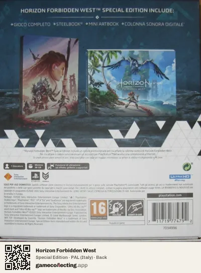 Horizon Forbidden West PlayStation 5, Italy box back