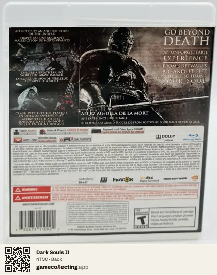Dark Souls II PlayStation 3, NTSC box back