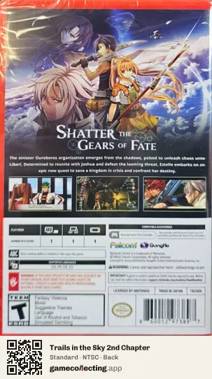 Trails in the Sky 2nd Chapter Nintendo Switch 2, NTSC box back