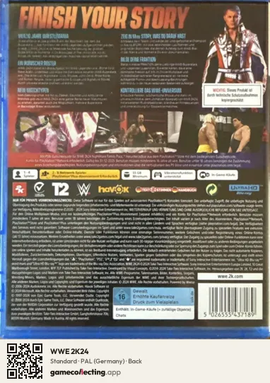 WWE 2K24 PlayStation 5, Germany box back