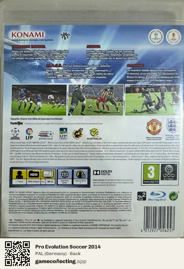 Pro Evolution Soccer 2014 PlayStation 3, Germany box back