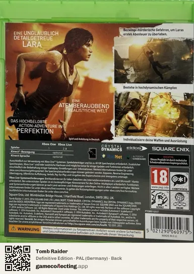 Tomb Raider Xbox One, Germany box back