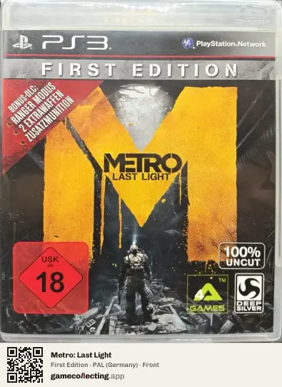 Metro: Last Light PlayStation 3, Germany box front