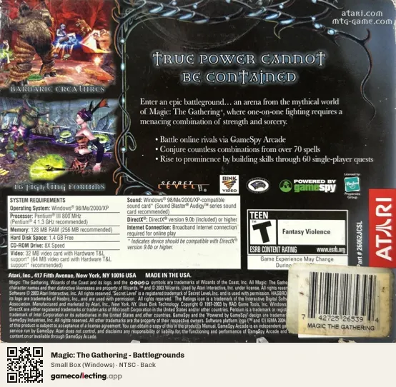 Magic: The Gathering - Battlegrounds Computer, NTSC box back