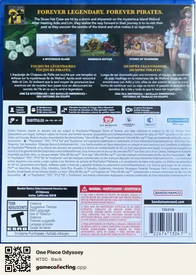 One Piece Odyssey PlayStation 5, NTSC box back