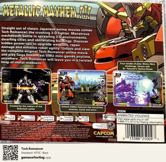 Tech Romancer Sega Dreamcast, NTSC box back
