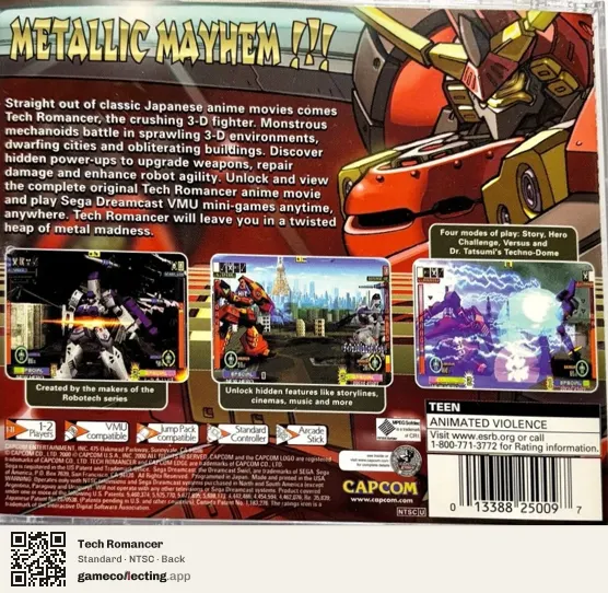 Tech Romancer Sega Dreamcast, NTSC box back