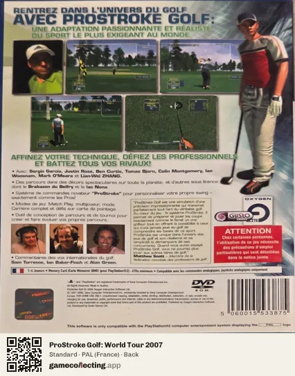 ProStroke Golf: World Tour 2007 PlayStation 2, France box back