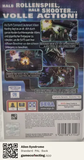 Alien Syndrome PlayStation Portable, PAL box back