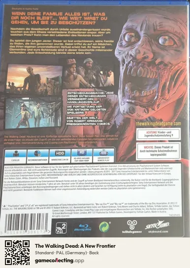 The Walking Dead: A New Frontier PlayStation 4, Germany box back