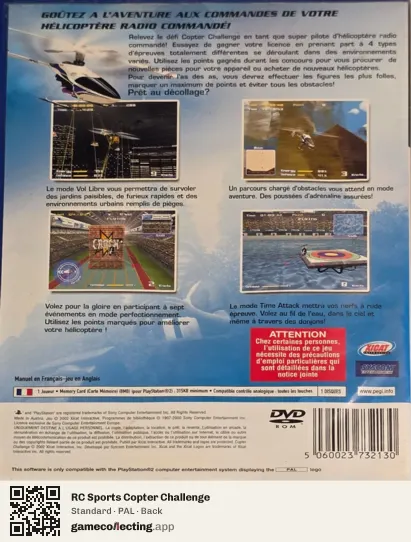 RC Sports Copter Challenge PlayStation 2, PAL box back