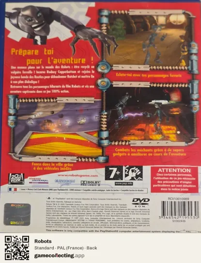 Robots PlayStation 2, France box back