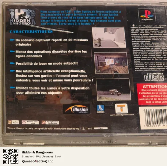 Hidden & Dangerous PlayStation, France box back