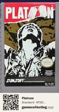 Platoon Nintendo Entertainment System, NTSC cartridge label