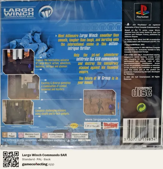 Largo Winch Commando SAR PlayStation, PAL box back