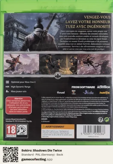Sekiro: Shadows Die Twice Xbox One, Germany box back