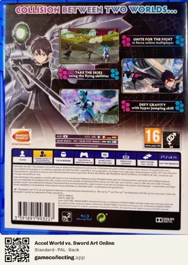 Accel World vs. Sword Art Online PlayStation 4, PAL box back