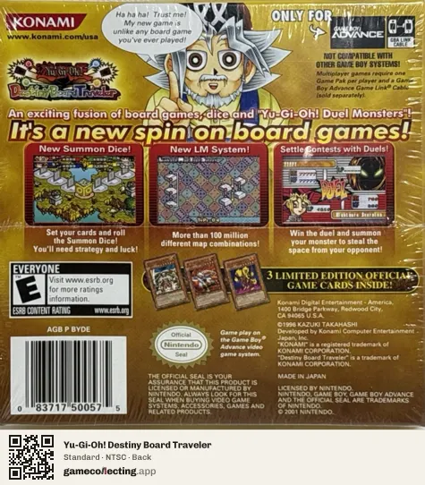 Yu-Gi-Oh! Destiny Board Traveler Game Boy Advance, NTSC box back
