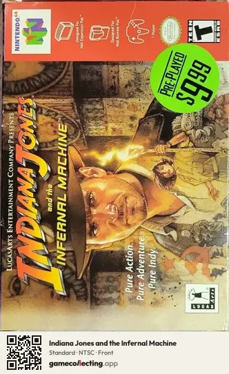 Indiana Jones and the Infernal Machine Nintendo 64, NTSC box front