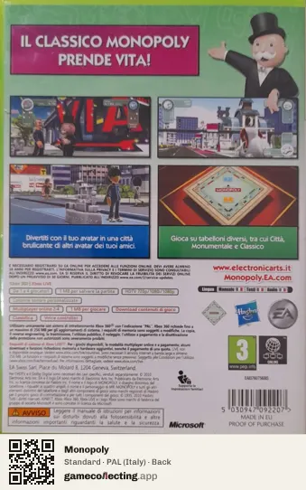 Monopoly Xbox 360, Italy box back