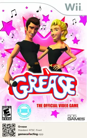 Grease Nintendo Wii, NTSC box front