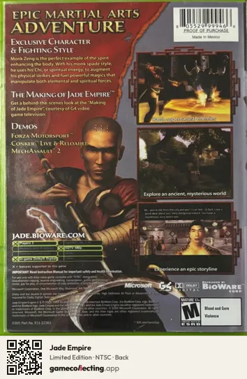 Jade Empire Xbox, NTSC box back