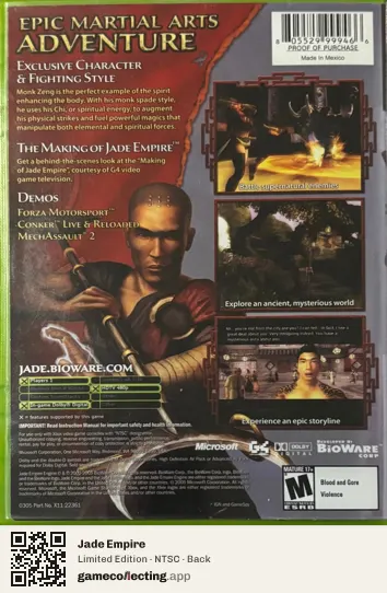 Jade Empire Xbox, NTSC box back