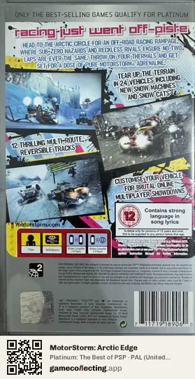 MotorStorm: Arctic Edge PlayStation Portable, United Kingdom box back