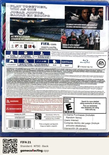 FIFA 21 PlayStation 4, NTSC box back